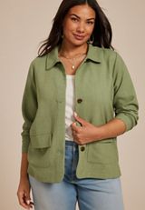 Plus Size Button Up Blazer, C186, small