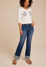 Flying Monkey&trade; Mid Rise Cuff Hem Straight Jean, C258, small