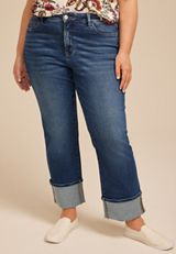Plus Size Flying Monkey&trade; Mid Rise Cuff Hem Straight Jean, C258, small