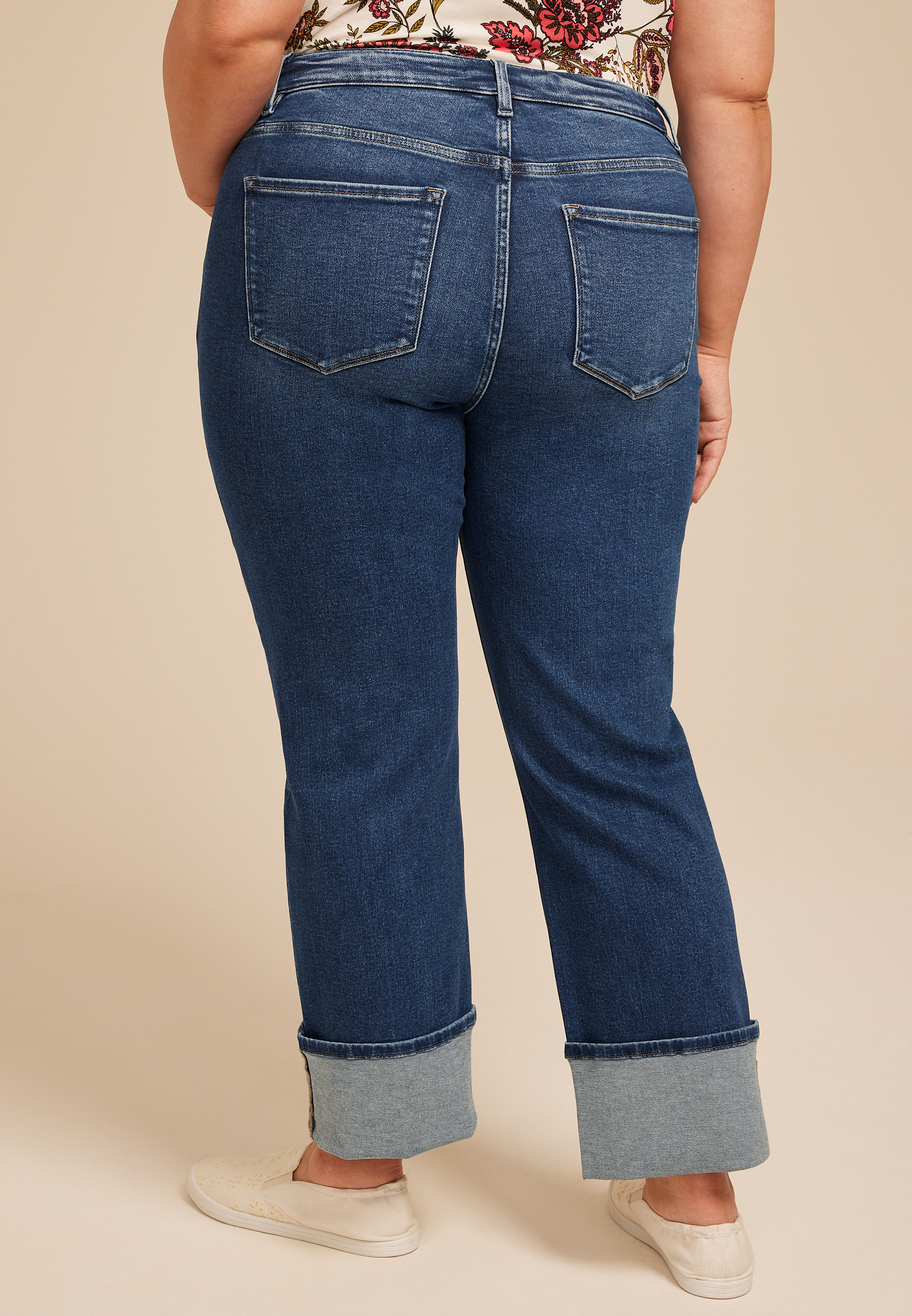 Plus Size Flying Monkey&trade; Mid Rise Cuff Hem Straight Jean, C258, large