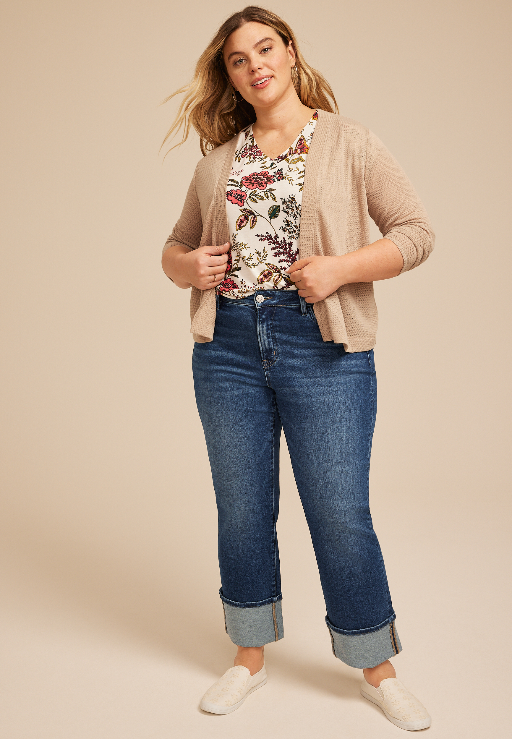 Plus Size Flying Monkey&trade; Mid Rise Cuff Hem Straight Jean, C258, large