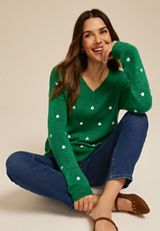 Clover Embroidered Sweater, SHADY GLADE, small
