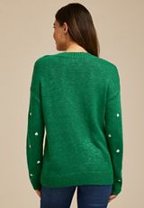 Clover Embroidered Sweater, SHADY GLADE, small