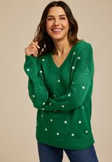 Clover Embroidered Sweater, SHADY GLADE, small