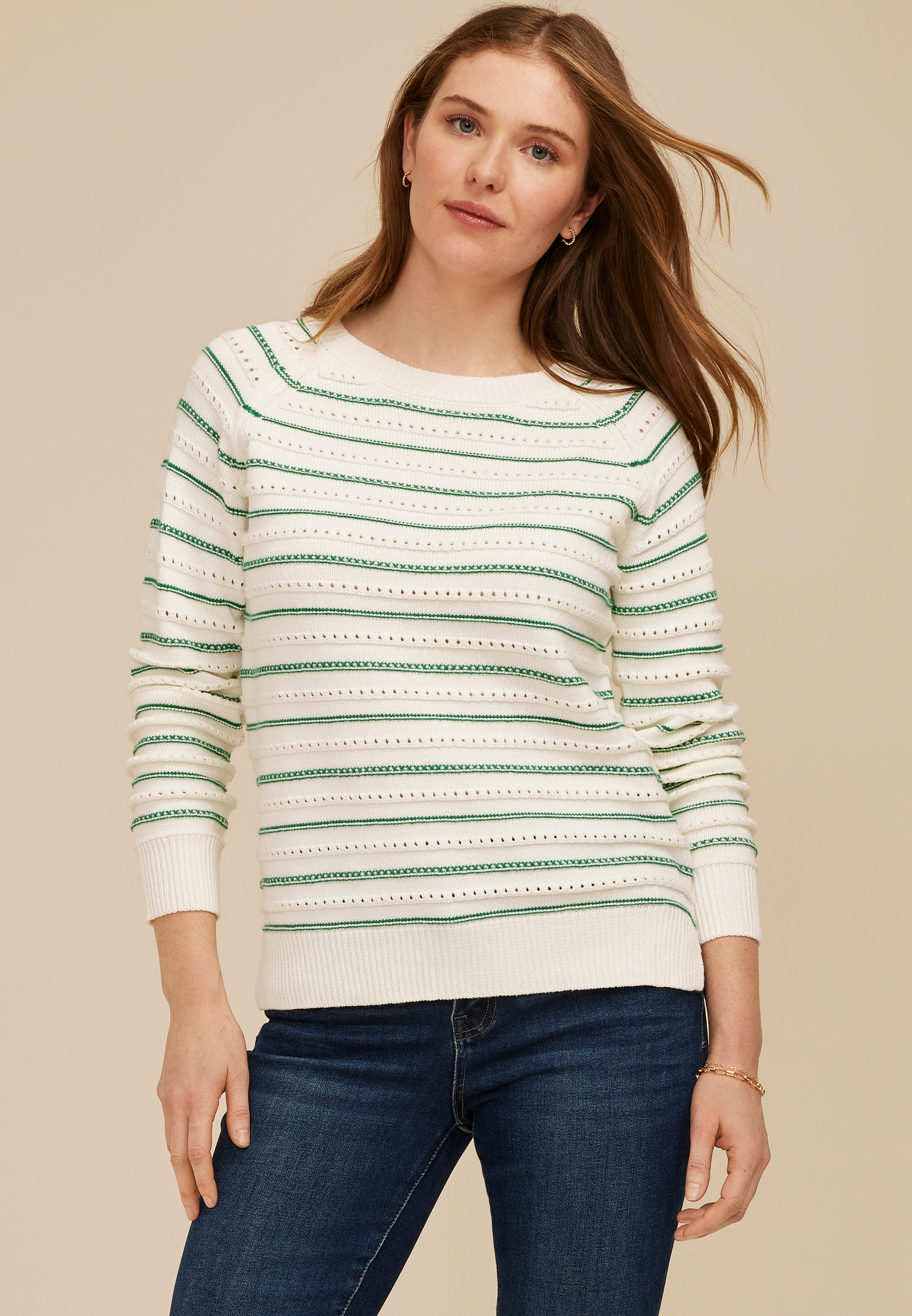 Striped Open Stitched Sweater