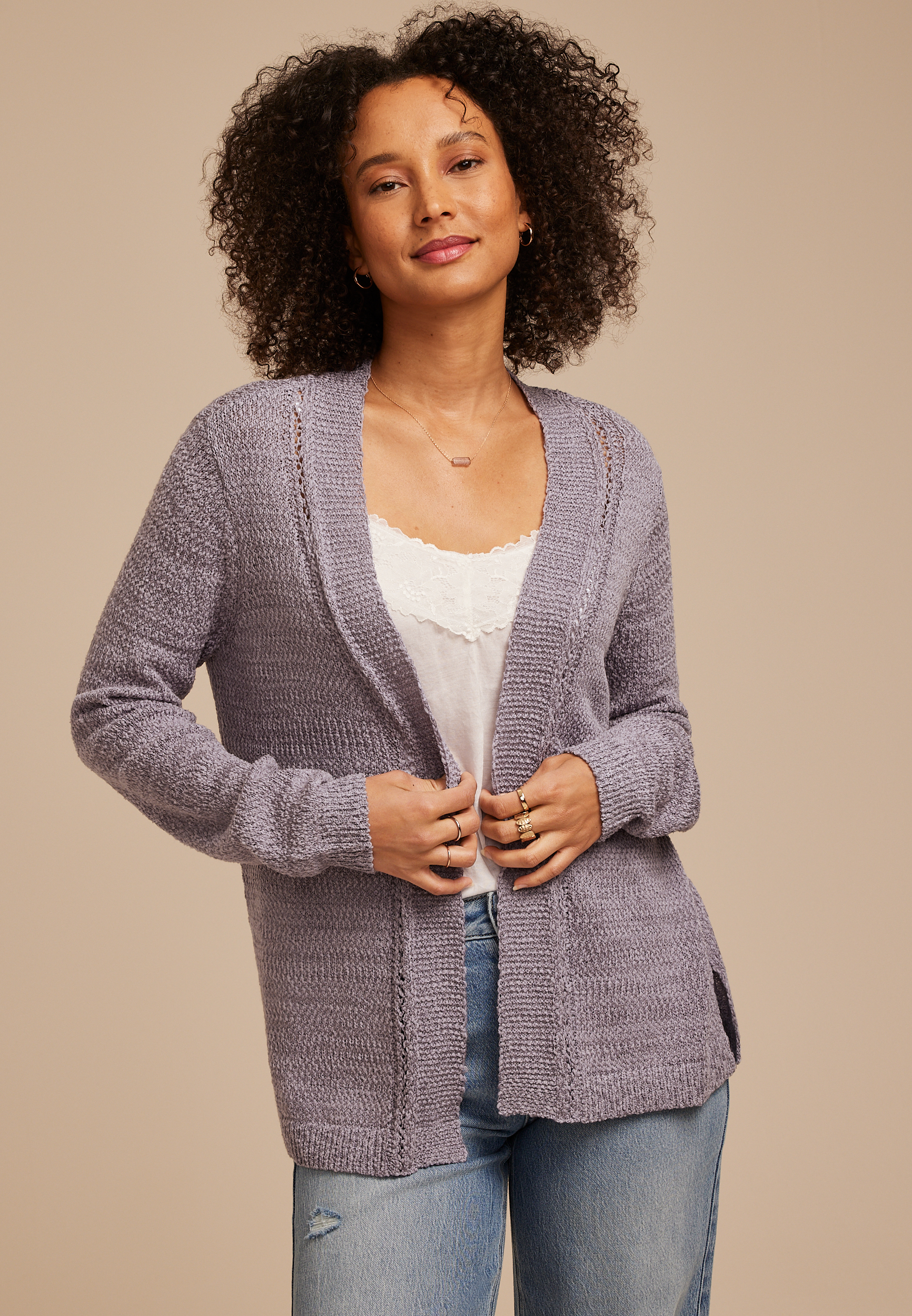 Diamond Pointelle Back Cardigan, C5191, large