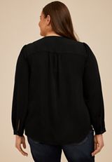 Plus Size Pintuck Henley Blouse, C106, small