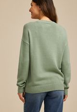 Floral Whipstitch Crew Neck Sweater, C7225, small