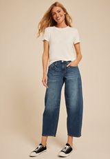 Mid Rise Elastic Waist Barrel Jean, C258, small