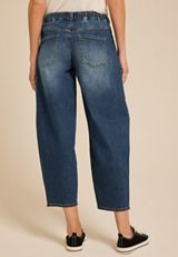 Mid Rise Elastic Waist Barrel Jean, C258, small