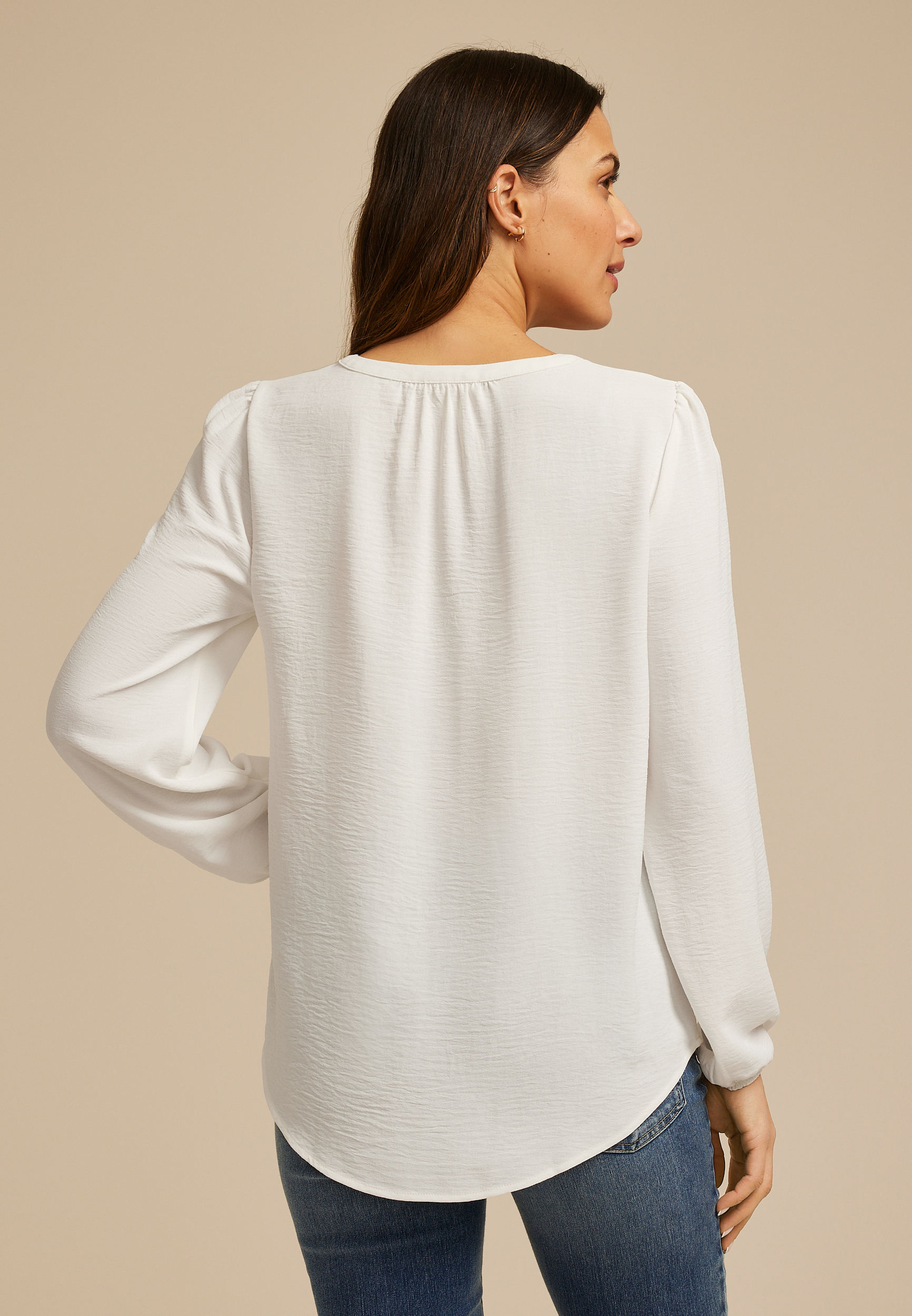 Crochet Trim Split Neck Blouse - thumbnail 5