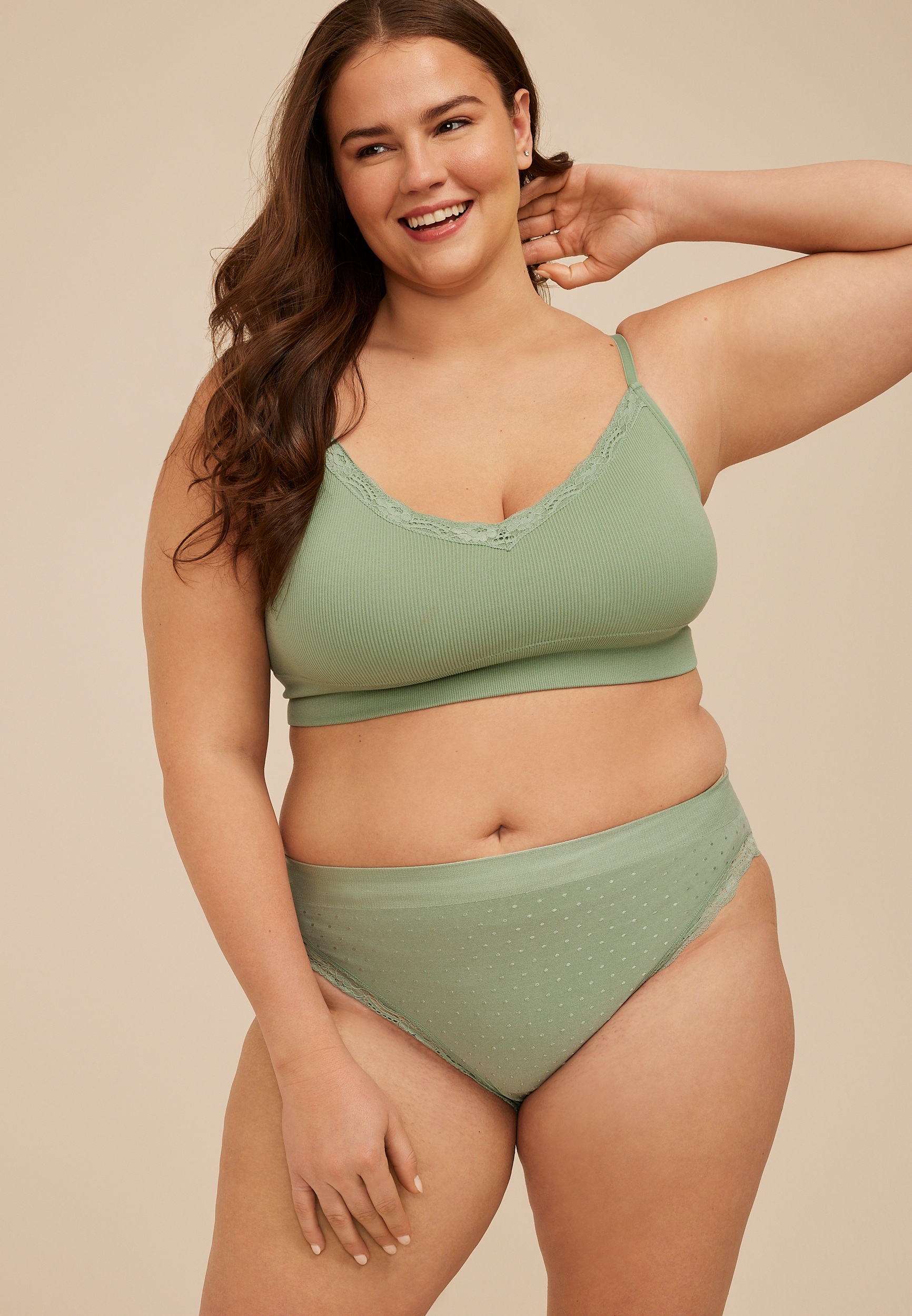 True Stretch Jacquard Dot High Waist Seamless Bikini Panty, C7225, large