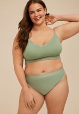 True Stretch Jacquard Dot High Waist Seamless Bikini Panty, C7225, small