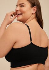 True Stretch Seamless V Neck Lace Trim Bralette, C106, small