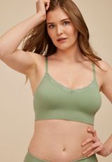 True Stretch Seamless V Neck Lace Trim Bralette, C7225, small