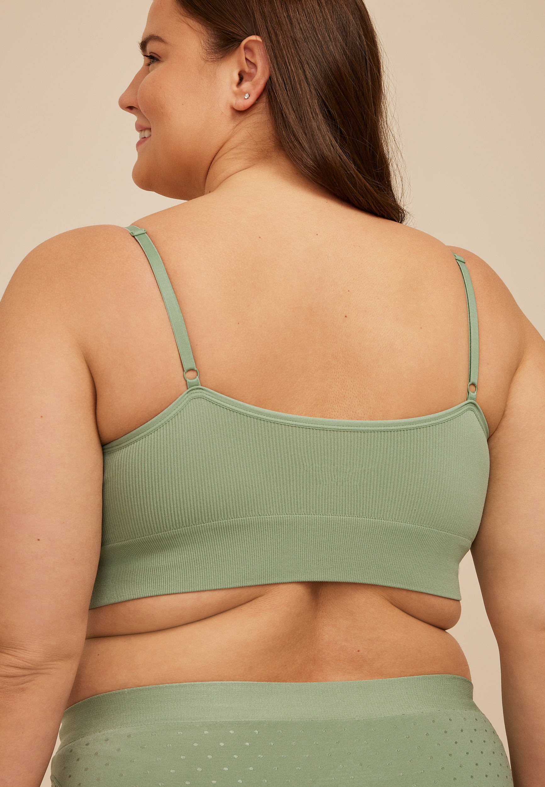 True Stretch Seamless V Neck Lace Trim Bralette, C7225, large