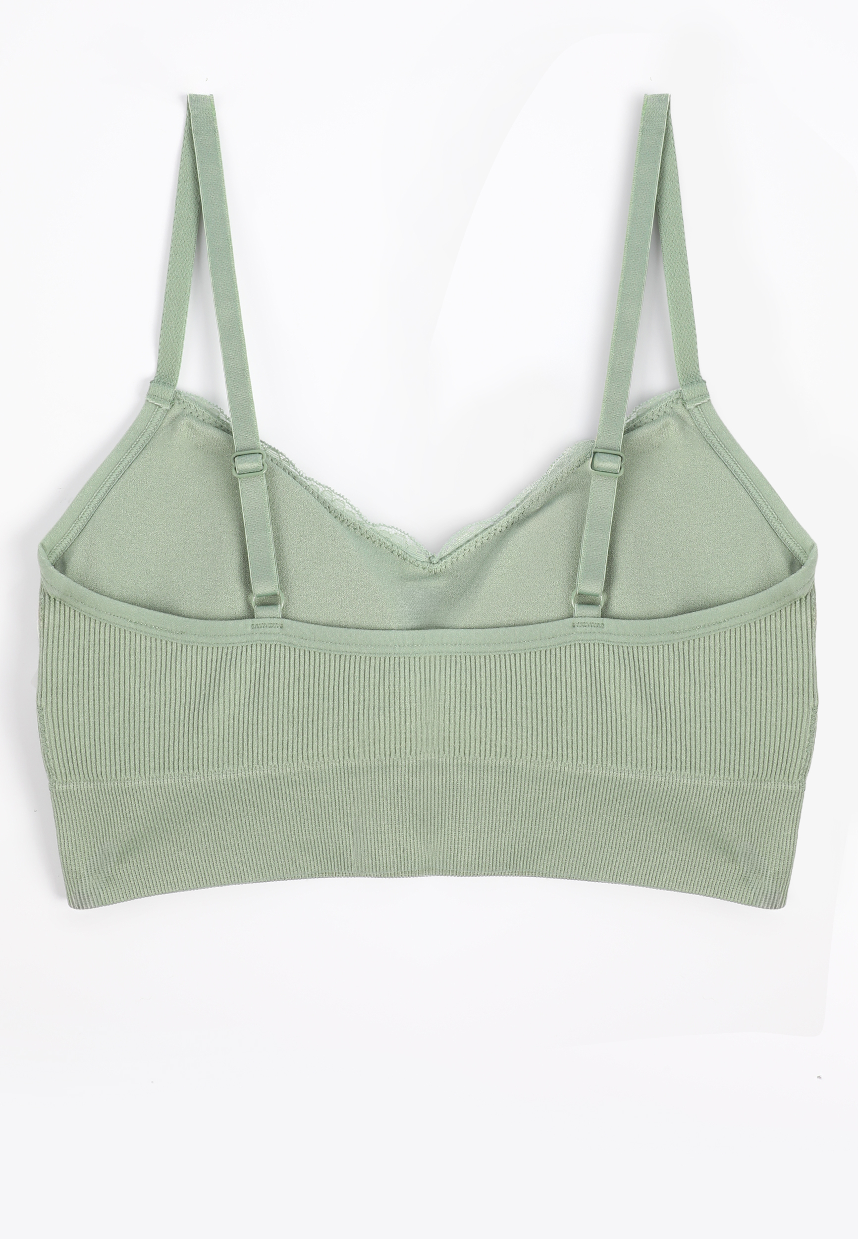 True Stretch Seamless V Neck Lace Trim Bralette, C7225, large