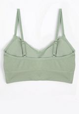 True Stretch Seamless V Neck Lace Trim Bralette, C7225, small