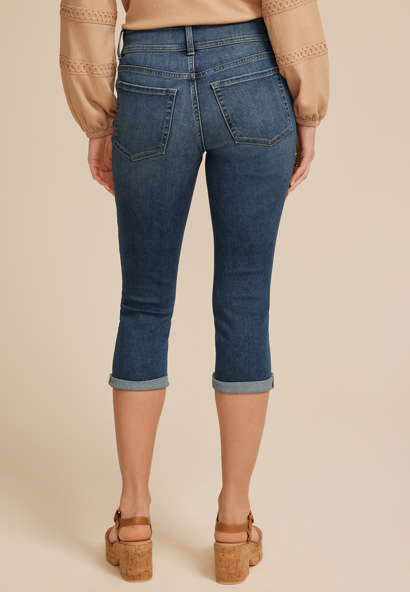 m jeans by maurices&trade; Classic Mid Rise Double Button Capri, C3337, large