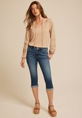 m jeans by maurices&trade; Classic Mid Rise Double Button Capri, C3337, small