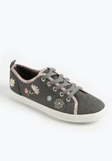 SuperCush Floral Embroidered Lace Up Sneaker, CHARCOAL COMBO, small
