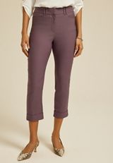 Bengaline High Rise Cuff Straight Cropped Pant, C4424, small