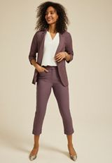 Bengaline High Rise Cuff Straight Cropped Pant, C4424, small