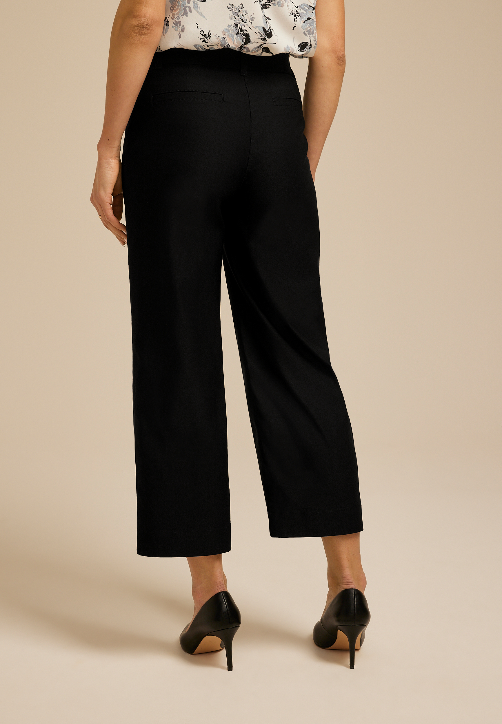 Bengaline High Rise Sateen Wide Leg Cropped Pant | maurices