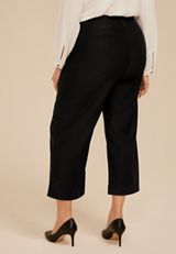 Plus Size Bengaline High Rise Sateen Wide Leg Cropped Pant, C106, small