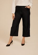 Plus Size Bengaline High Rise Sateen Wide Leg Cropped Pant, C106, small
