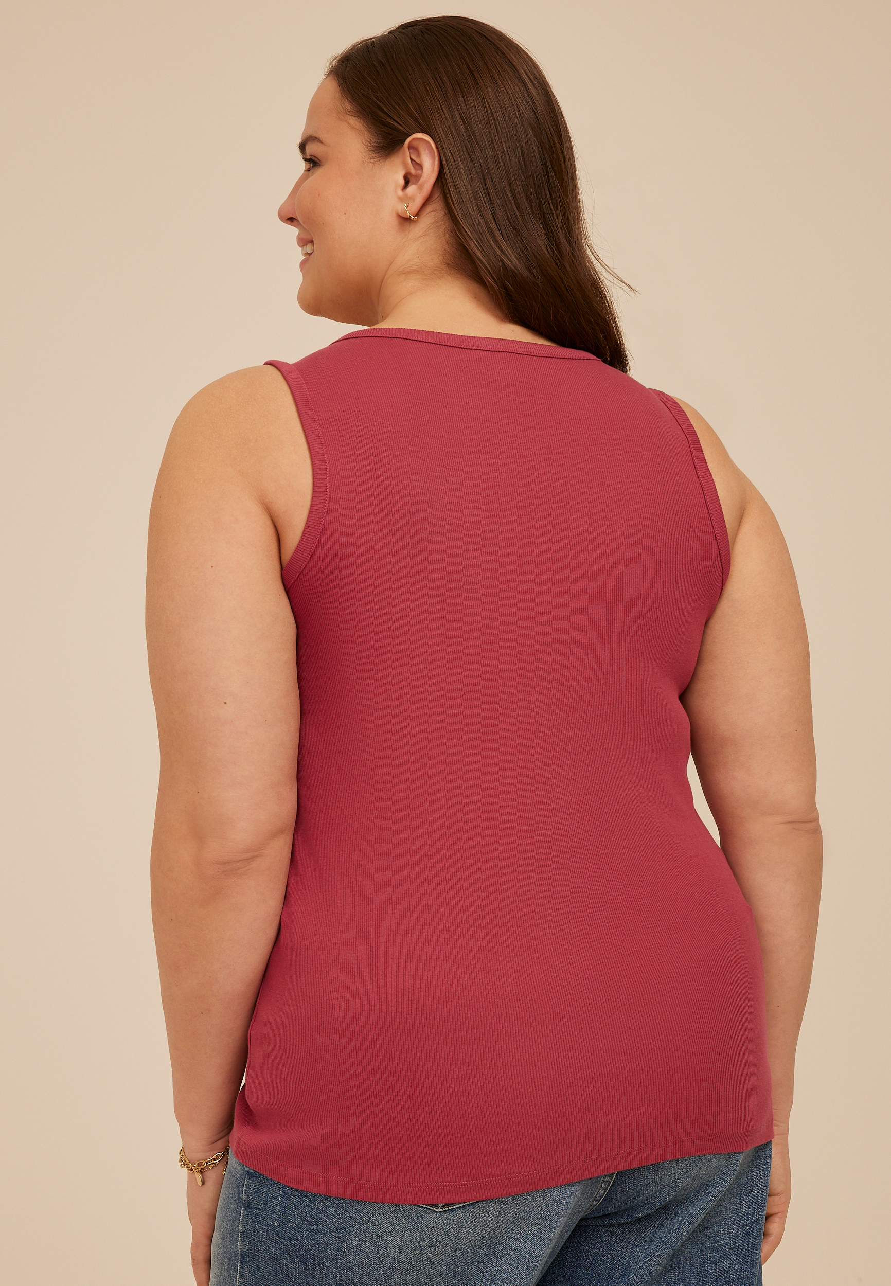 Plus Size Floral Embroidered Henley Tank Top - thumbnail 8