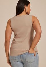 Plus Size Floral Embroidered Henley Tank Top, C254, small