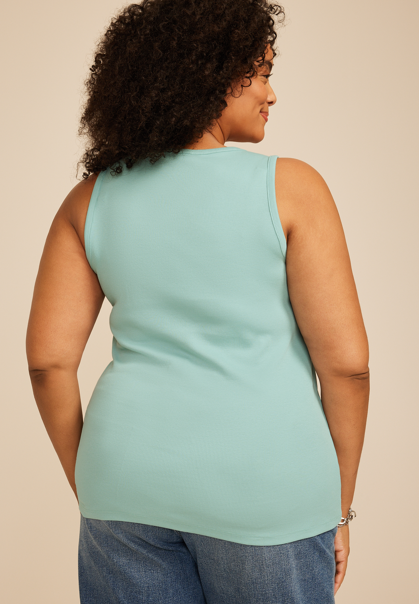 Plus Size Floral Embroidered Henley Tank Top - thumbnail 5