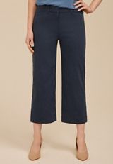 Bengaline High Rise Denim Wide Leg Cropped Pant, C740, small