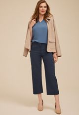 Bengaline High Rise Denim Wide Leg Cropped Pant, C740, small