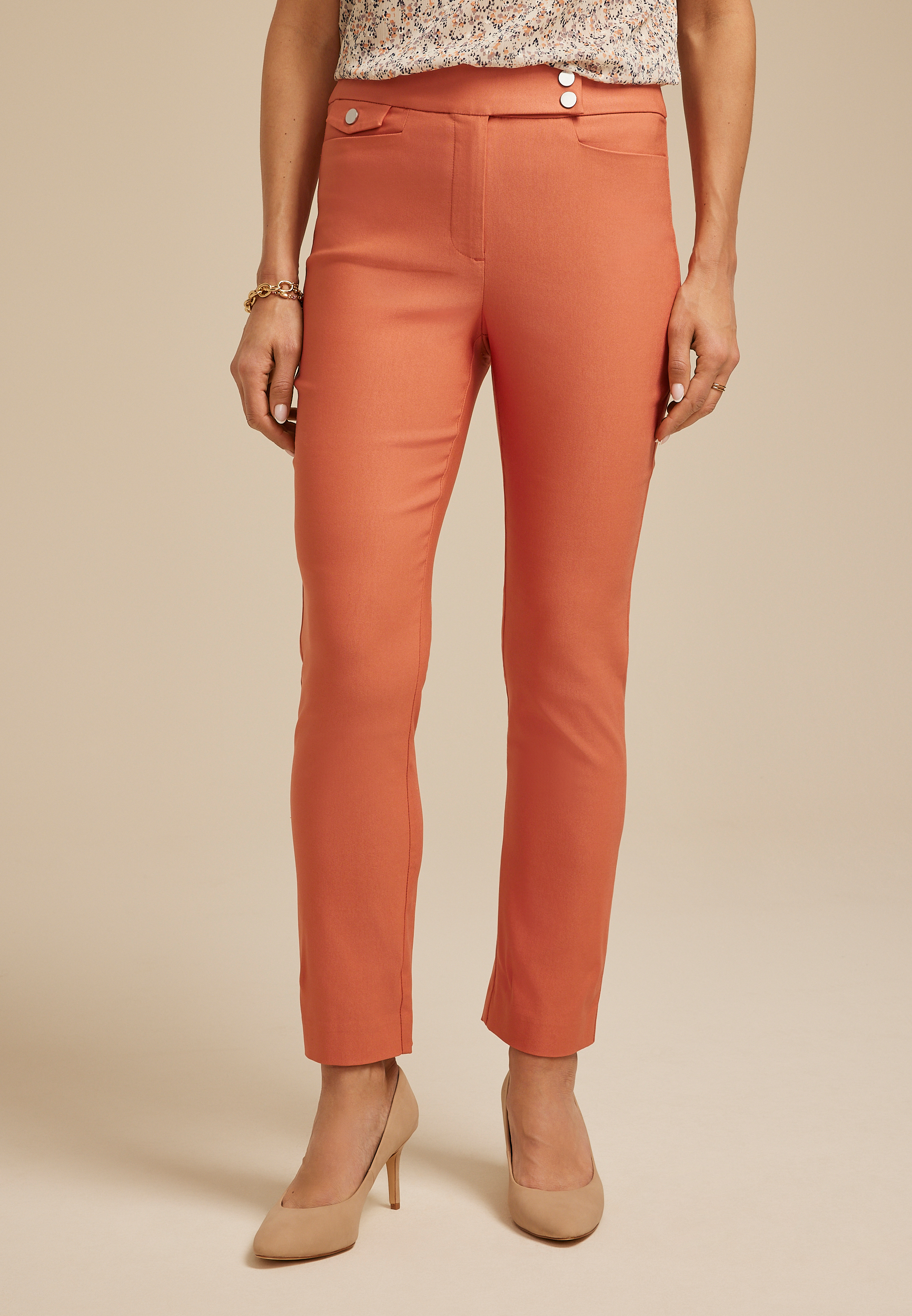 Bengaline High Rise Sateen Tab Pocket Slim Straight Pant - thumbnail 6