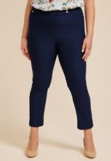 Plus Size Bengaline High Rise Sateen Tab Pocket Slim Straight Pant, C1919, small