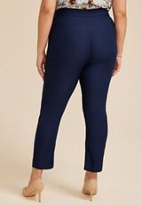 Plus Size Bengaline High Rise Sateen Tab Pocket Slim Straight Pant, C1919, small