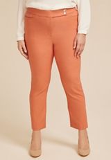 Plus Size Bengaline High Rise Sateen Tab Pocket Slim Straight Pant, C5890, small