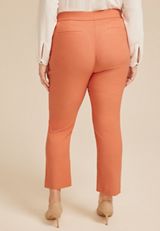 Plus Size Bengaline High Rise Sateen Tab Pocket Slim Straight Pant, C5890, small
