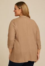 Plus Size Textured Versa 3/4 Sleeve Blazer, AMPHORA, small