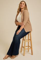 Plus Size Textured Versa 3/4 Sleeve Blazer, AMPHORA, small