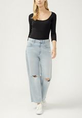 Silver Jeans Co.&reg; Be Easy Slouchy Ripped Raw Hem Wide Leg Ankle Jean, C2806, small