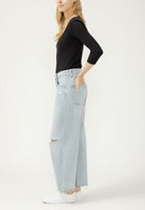 Silver Jeans Co.&reg; Be Easy Slouchy Ripped Raw Hem Wide Leg Ankle Jean, C2806, small