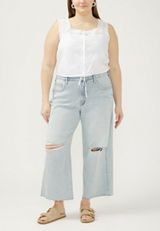 Plus Size Silver Jeans Co.&reg; Be Easy Slouchy Ripped Raw Hem Wide Leg Ankle Jean, C2806, small