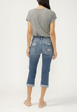 Silver Jeans Co.&reg; Elyse Mid Rise Luxe Stretch Cuffed Hem Americana Capri, MEDIUM SANDBLAST, small