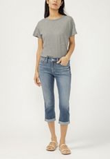 Silver Jeans Co.&reg; Elyse Mid Rise Luxe Stretch Cuffed Hem Americana Capri, MEDIUM SANDBLAST, small