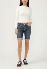 Silver Jeans Co.&reg; Suki Curvy Mid Rise Luxe Stretch Thick Stitch 9in Bermuda Short, C258, small