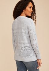 Mixed Pointelle Open Front Cardigan, C6901, small