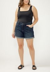 Plus Size Silver Jeans Co.&reg; Mid Rise Luxe Stretch Rolled Hem 6in Boyfriend Short, C258, small